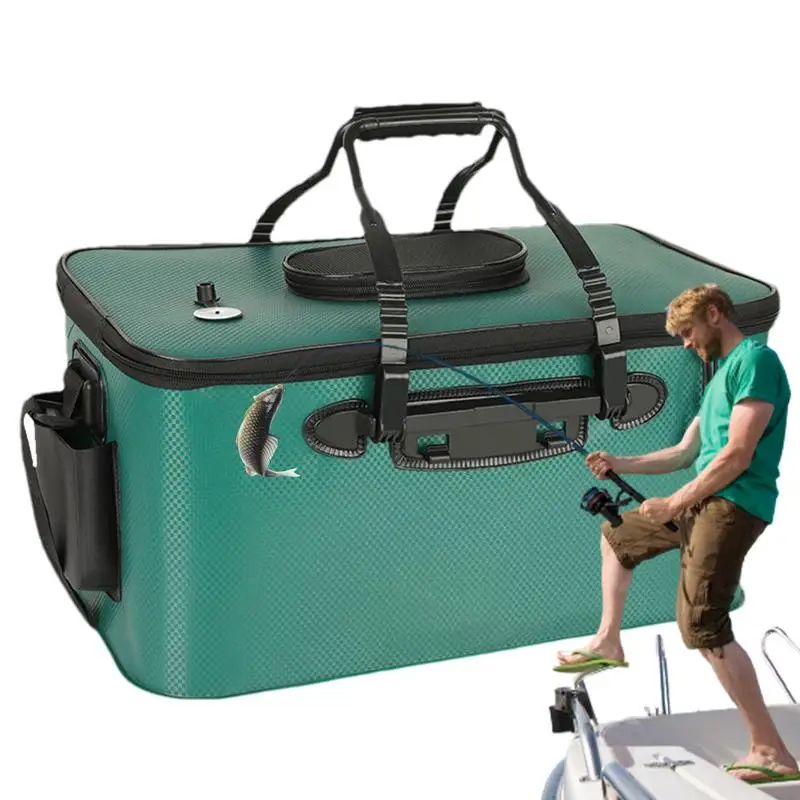 

Portable Bucket Fish Container Box Fishing Supplies Leak-Proof Water Container With Strap Large Capacity Storage Bag Portable