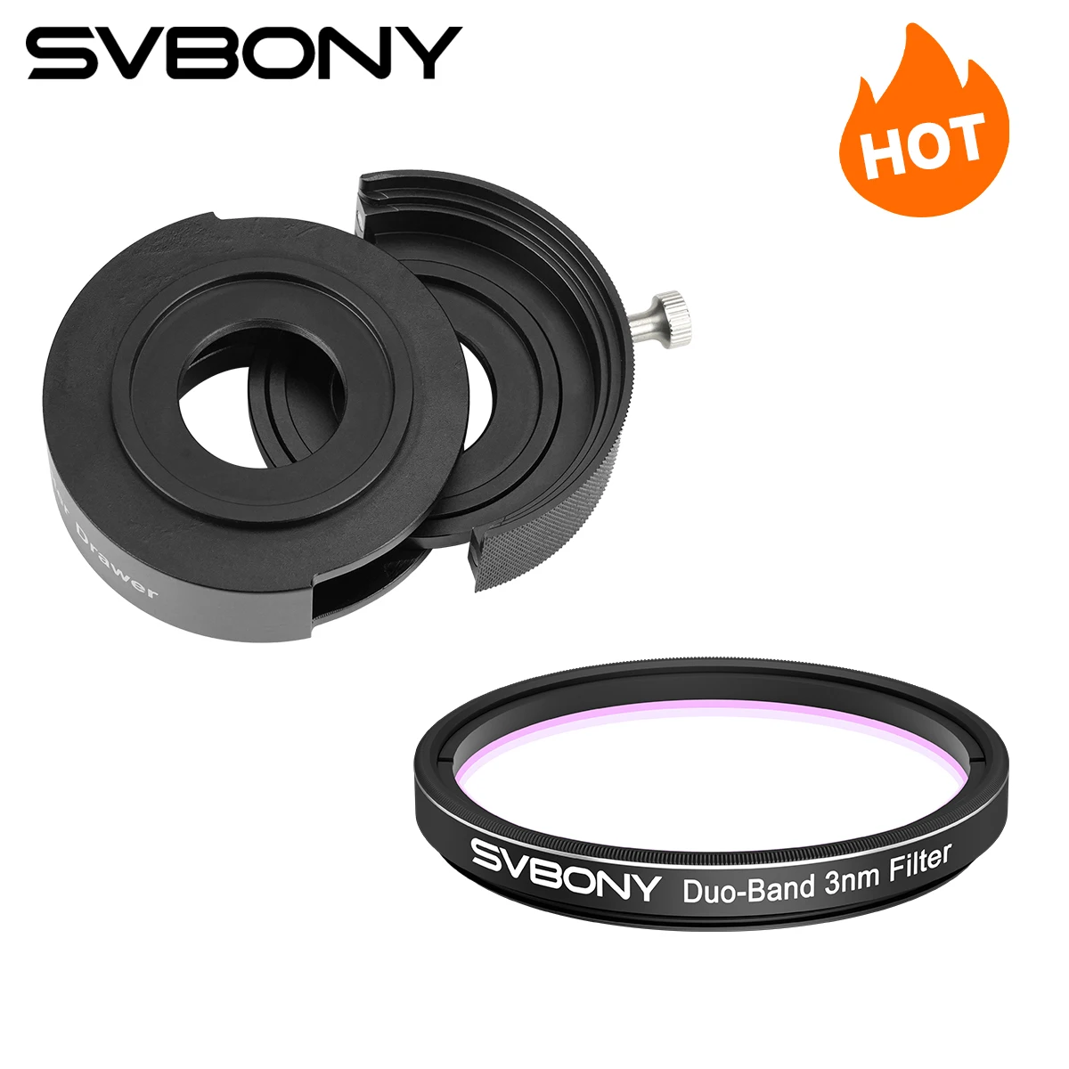Filtro de Gaveta Svbony SV226 com Filtro de Nebulosa de Banda Dupla H-Alpha e OIII 3nm SV220 para Telescópio 1.25''/2'' para Astrofotografia