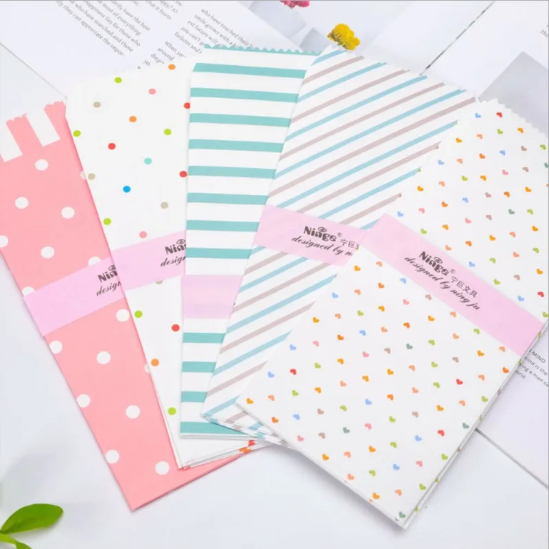 20pcs cartoon envelope pattern mixed mailer paper envelopes for letters love stripe DIY 19.5*9CM