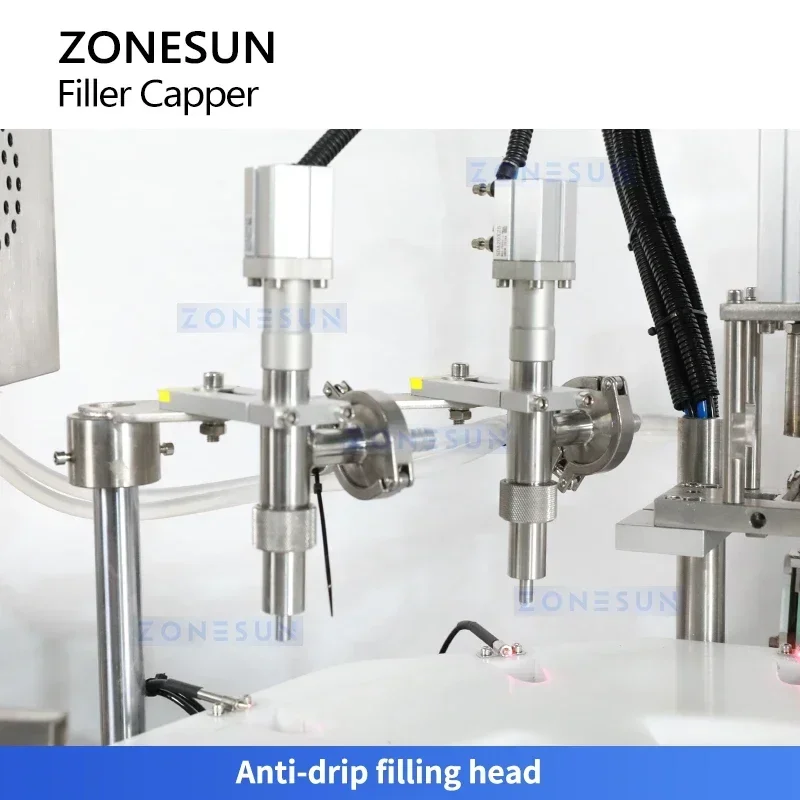 ZONESUN ZS-AFC32Z Auto Liquid Glue Filling Capping Machine Monoblock Bottle Filler Capper with Vibrating Bowl Screw Capping
