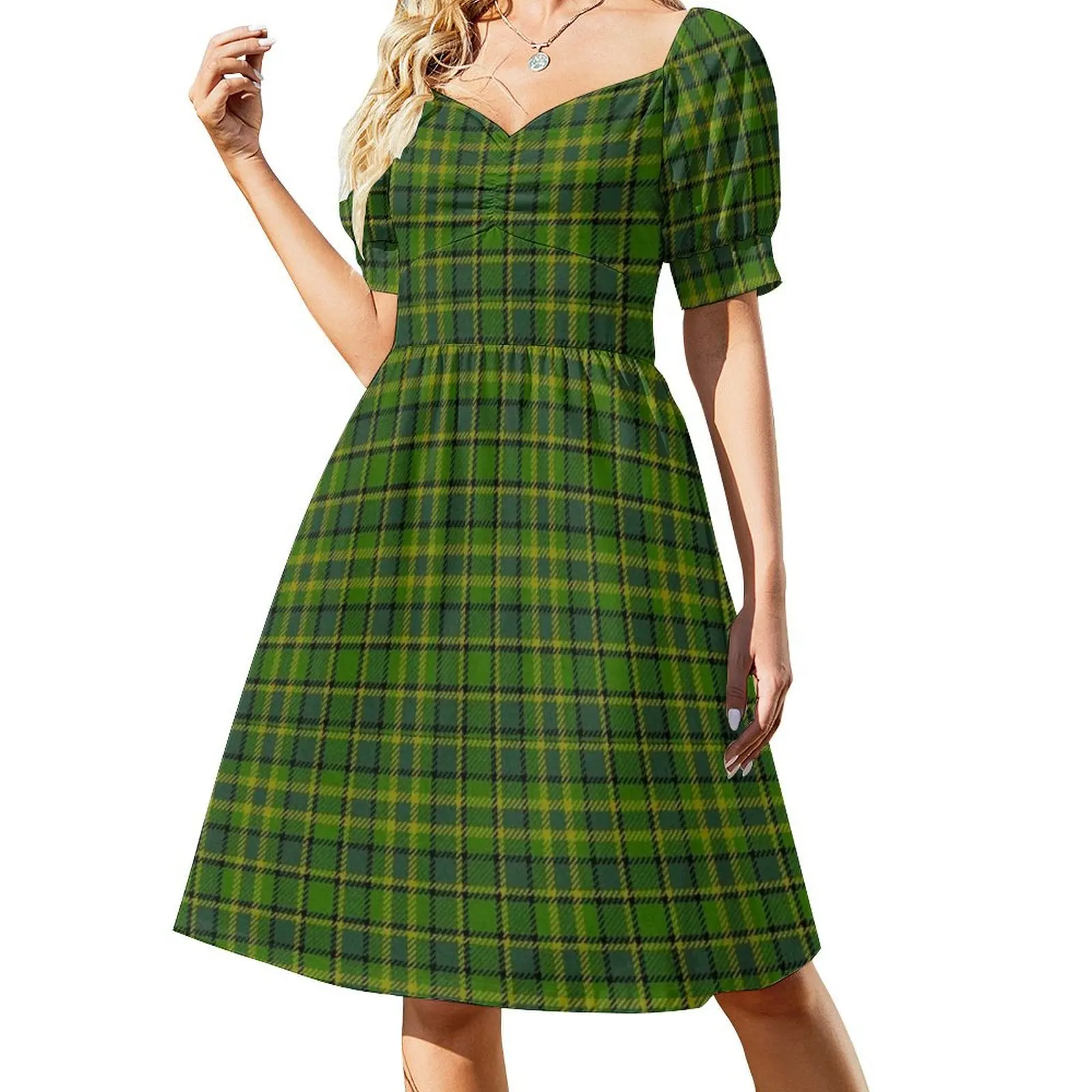 WESTY Plaid Green interior Short Sleeved Dress Prom gown clothes for women clothes for woman dress summer 2025 women Dress