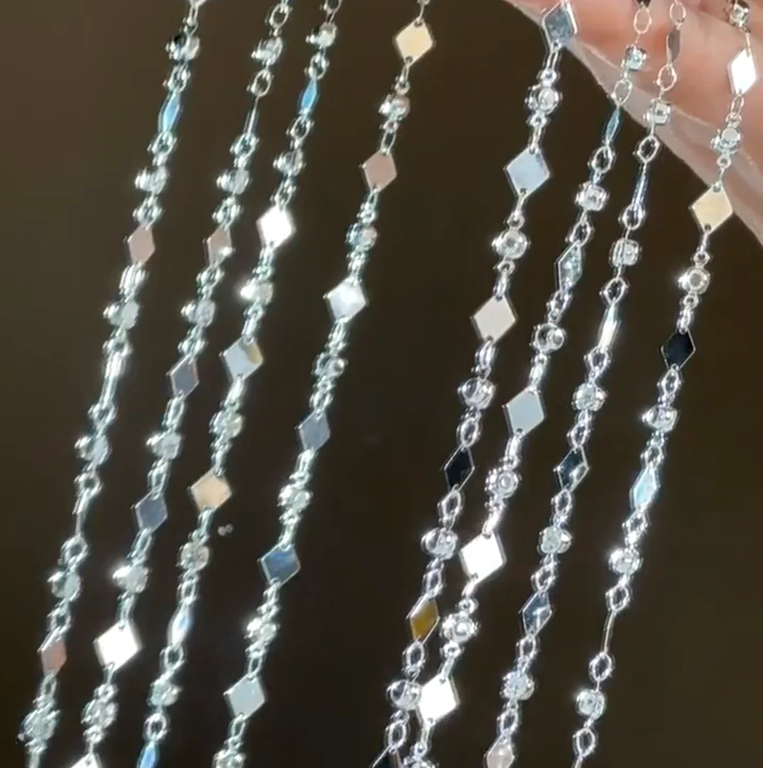 0.5/1M Star Straight Stick Hollow Flower Chain Rhinestone Tassel Metal Chain DIY Necklace Bracelet Jewelry Clothing Accessories image 4