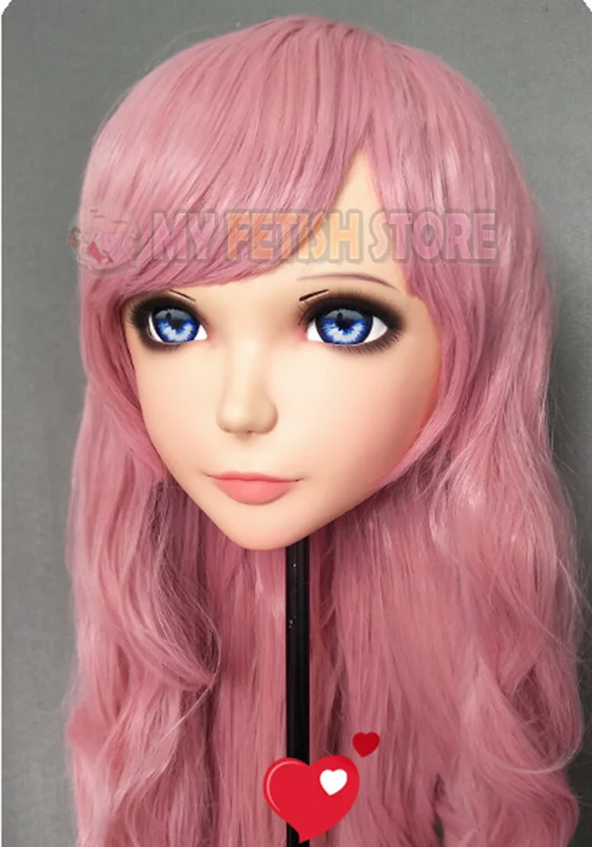 (Mei-02)Female Sweet Girl Resin Half Head Kigurumi BJD Eyes Crossdress Cosplay Japanese Anime Role Lolita Mask With Eyes And Wig