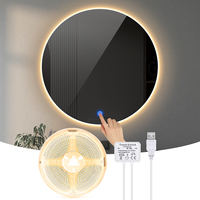 USB 5V LED Vanity Makeup Mirror Back Lighting COB LED Strip Light Penetrate Glass Touch Dimmable Switch For Dressing Table Lamp