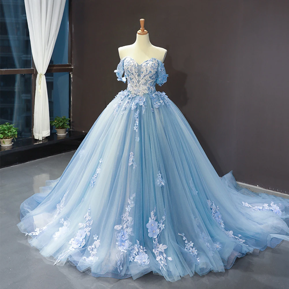 

Elegant Ball Gown Women Evening Dresses Appliques Wedding Prom Party Gowns Formal Vestido De Fiesta robe de mariée Abendkleider