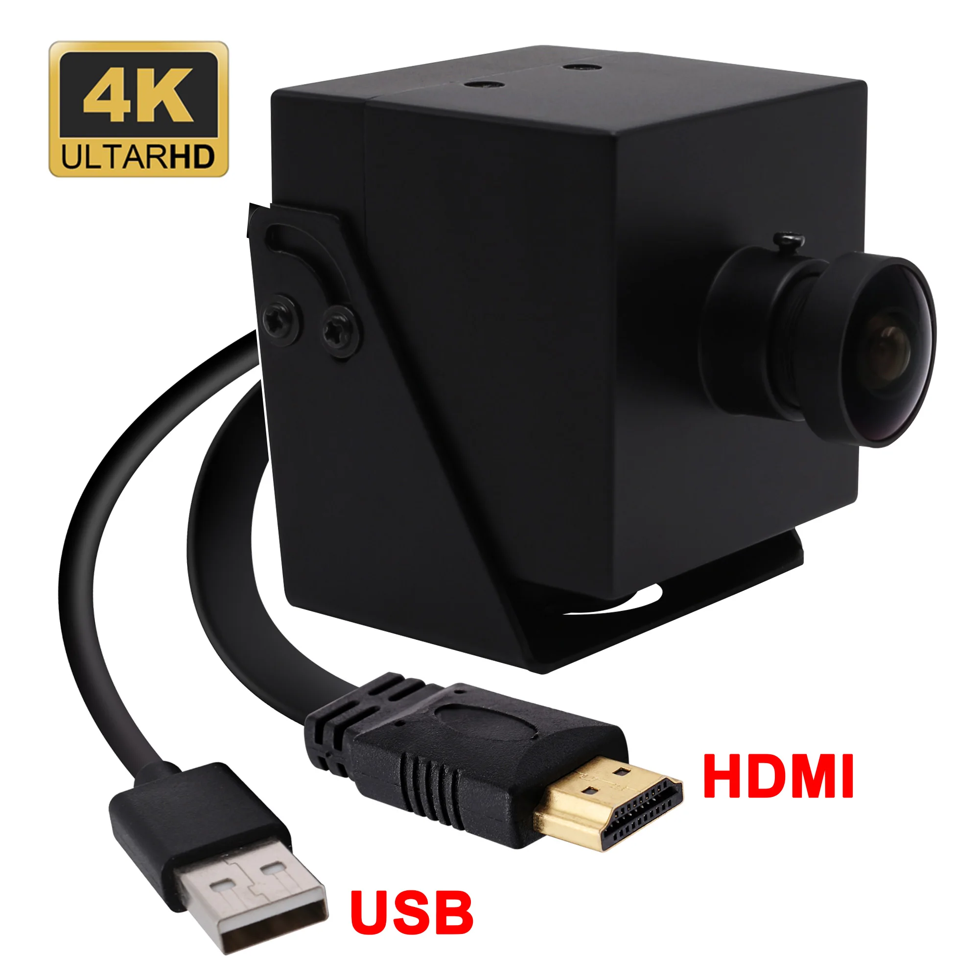 ELP HDMI Camera 4K 30fps H.265/H.264/MJPEG USB Industrial Camera Wide Angle CMOS IMX415 Color Fisheye USB PC Webcam