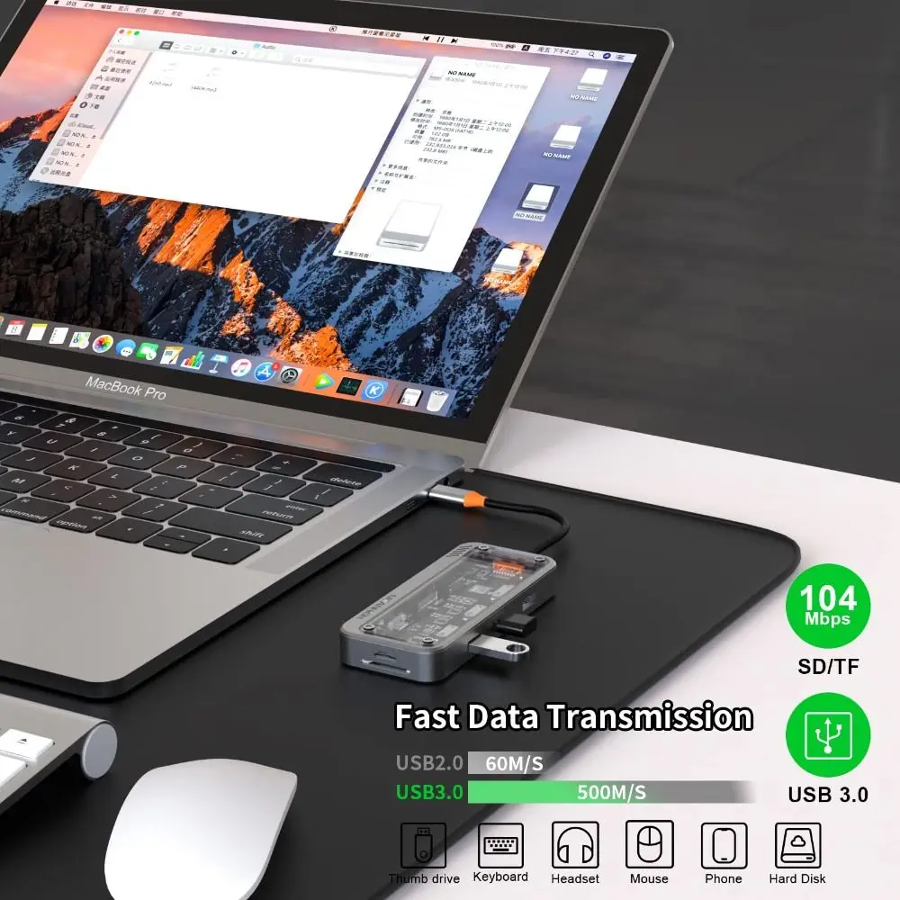 Compatible 10 in 1 USB C Hub 4K30Hz PD100W USB C Dock 3 USB Port HD-Compatible Laptop Docking Station Multi-Device Connectivity