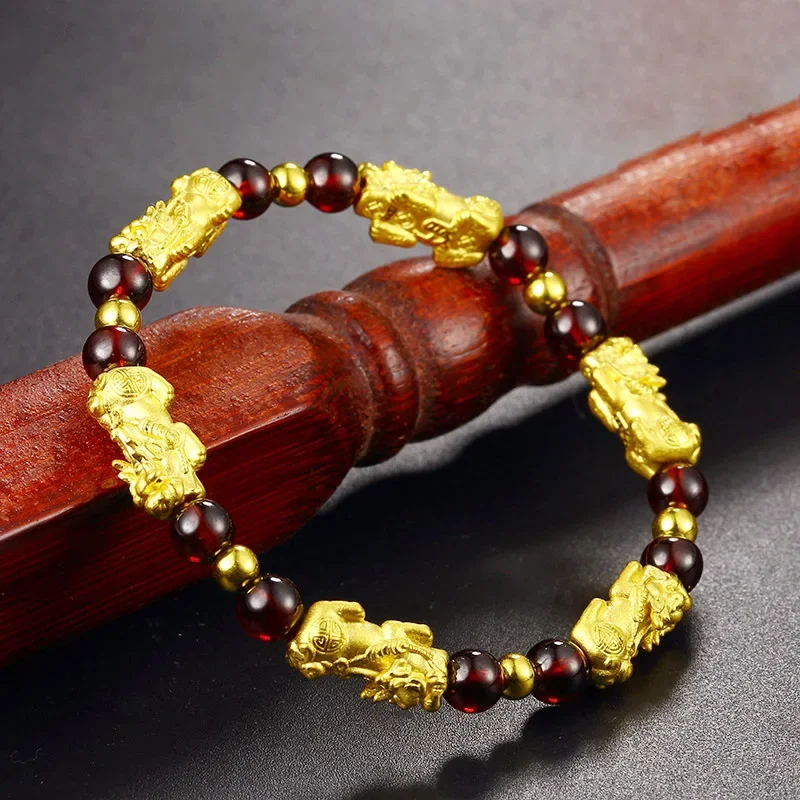 24K Real Gold Bracelet , 9999 Pure Gold Lucky Dragon Solid Gold Chain Bracelet Fine Jewelry Gifts