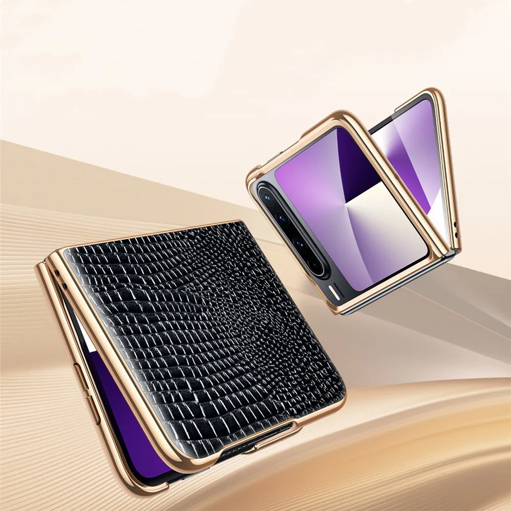 

Genuine Cowhide Leather Crocodile Flip Case for Huawei Pura X Business Back Cover