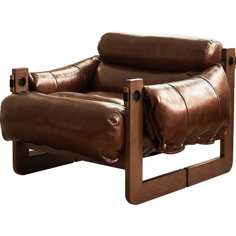 

Medieval oil wax leather single sofa chair for household use