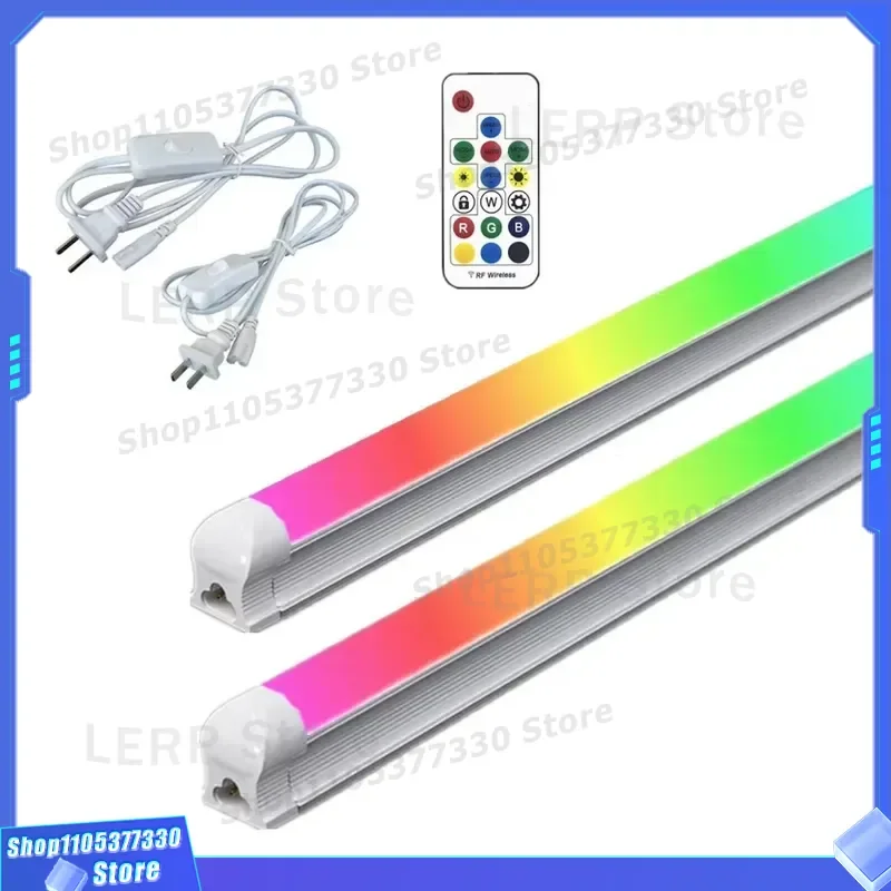 T8 LED Tube Light 2ft 3ft 4ft 6ft 8ft Smartphone App Control RGB Color Changing Lamp 110V Remote Control Lighting Fixture for