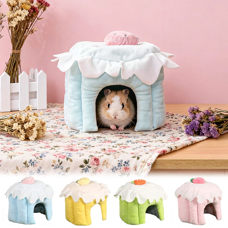 

Chew Proof Small Animal Hideout House for Guinea Pig Hamster Rabbit Warm Shelter Cage Accessories with Chew Resistant Design