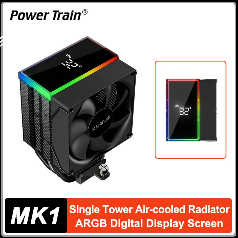 Power Train MK1 CPU Air Cooling Radiator ARGB Digital Display Screen Tower CPU Cooler Supports LGA1851 1700 115X 1200 AM5 AM4
