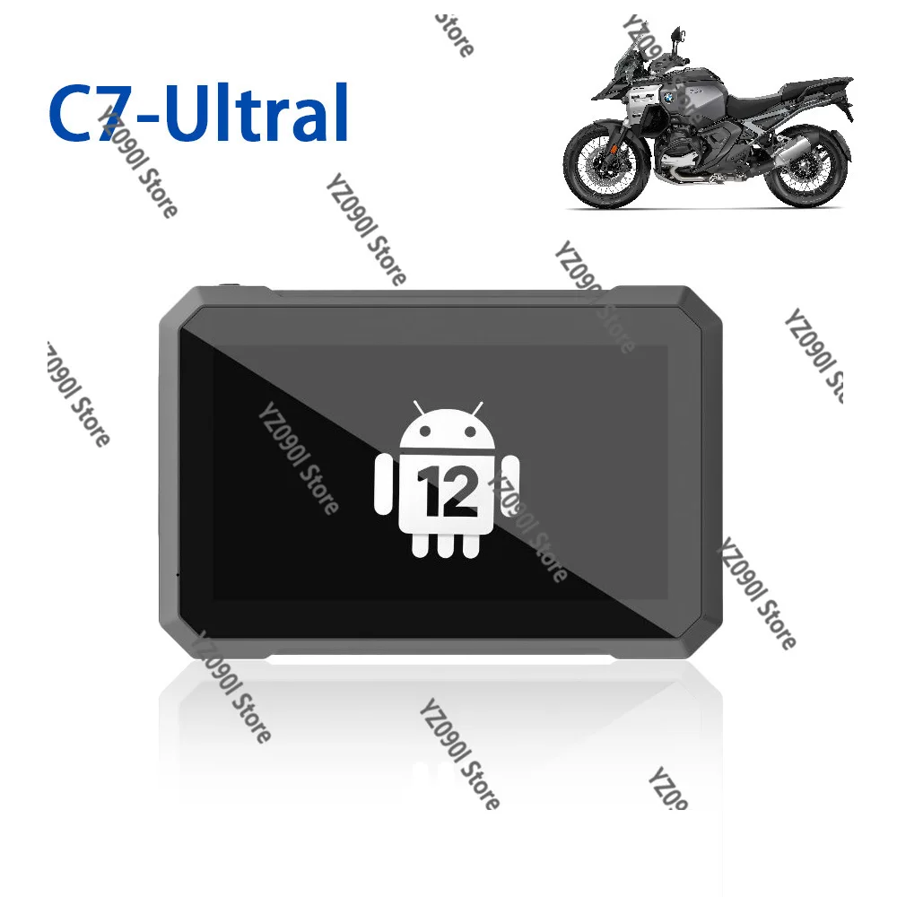 7 Inch Android 12 Motorcycle GPS Navigator Wireless Carplay Android Auto Touch Screen