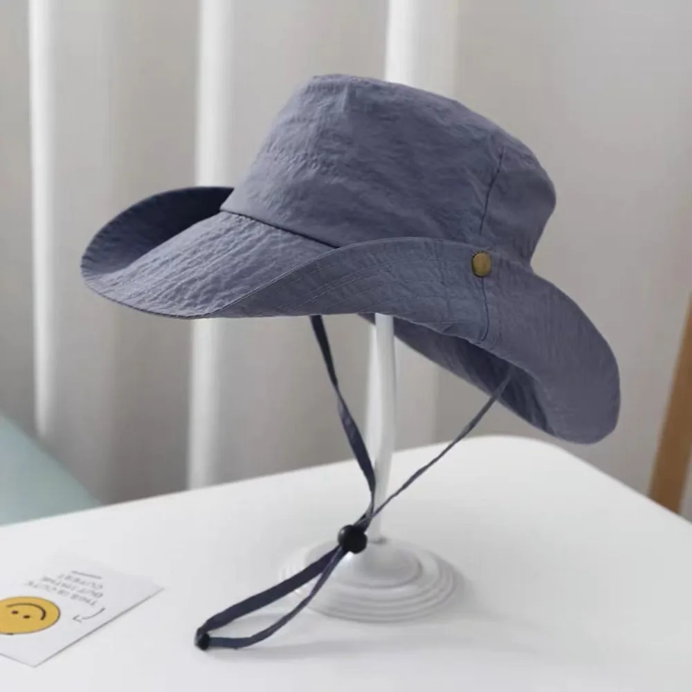 

Soft Drawstring Candy Color Bucket Hat Quick-dry Korean Style Children's Fishmen Hat Casual Anti-UV Kid Summer Sun Hat Outdoor