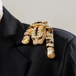 Tiger Shaped Brooch Pins Clothes Metal Exaggerated Luxury Retro Badges Party Garment Accessories Jewelry Gift
