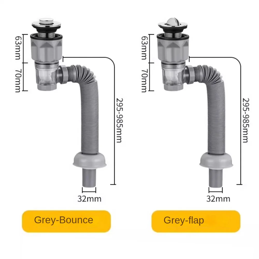 Tubo de plástico Anti-odor dispositivo dreno, economia de espaço, drenagem do lavatório, fácil de instalar, evitar vazamento de água, pia da cozinha