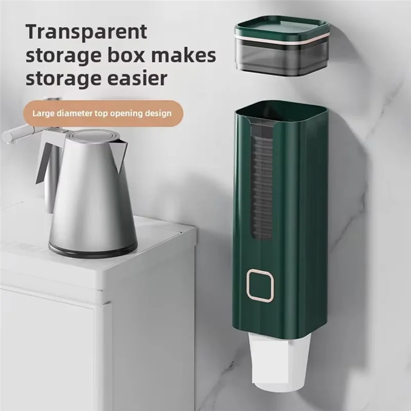 ABUL-Disposable Cup Holder Automatic Cup Extractor Wall-Mounted Perforation-Free Water Cup Shelf Storage Artifact Storage Box