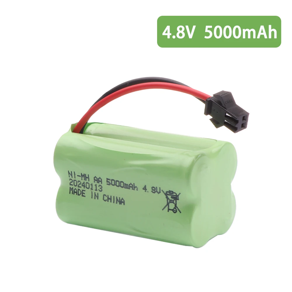 4.8V 5000mAh Rechargeable NiMH Battery For RC Cars Robots Tank Gun Boats toys parts T Model With SM Plug AA 4.8 v Battery Pack