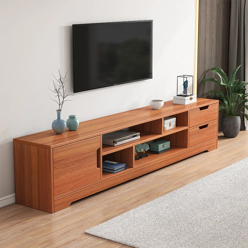 Simple TV cabinet solid wood color modern minimalist small unit floor standing TV table, TV cabinet combination wall cabinet