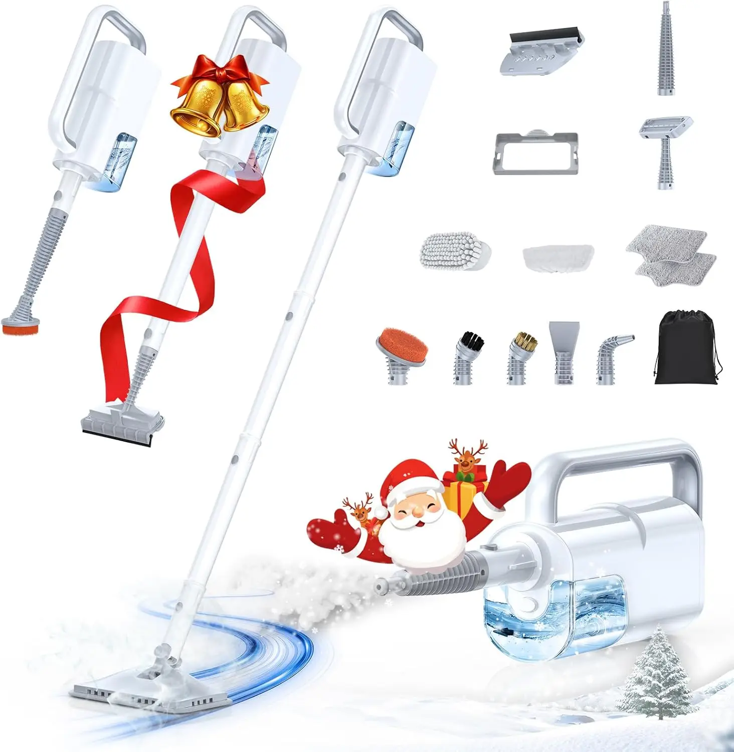 

10-in-1 Steam Mop with Detachable Handheld Steamer, 350ml Tank, 10s Heat-Up for Multi-Surface Cleaning