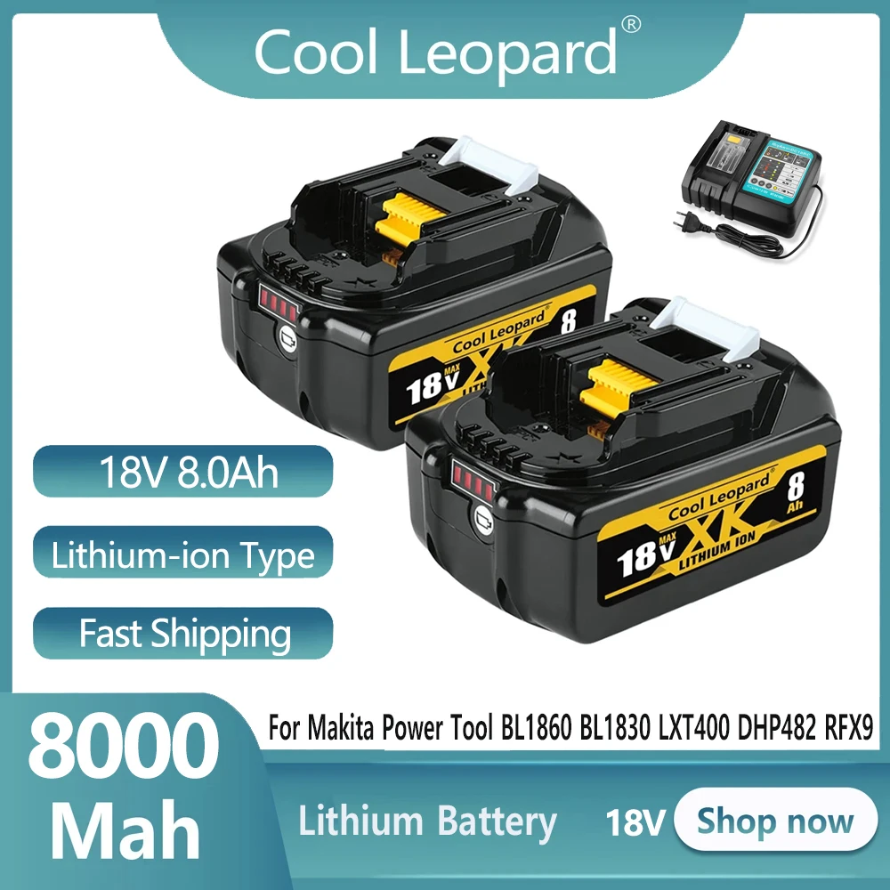 

BL1850 For Makita 18V 3/8.0Ah Rechargeable Battery Power Tool BL1860 BL1830 LXT400 DHP482 RFX9 Charger 18650 Lithium ion Battery