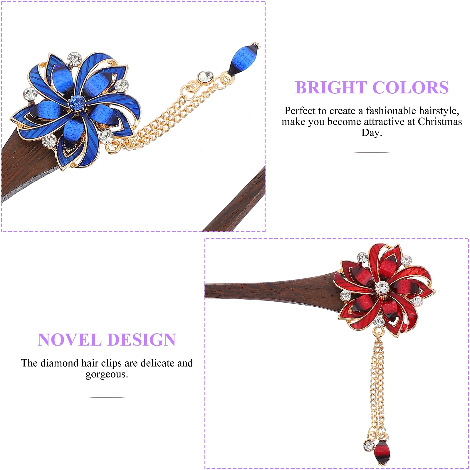 

2pcs Ethnic Hairpin Women Accessory Fork Bun Holder Stick Chopstick Flower Bridal Accessories Hair Stick Traditional Headdress