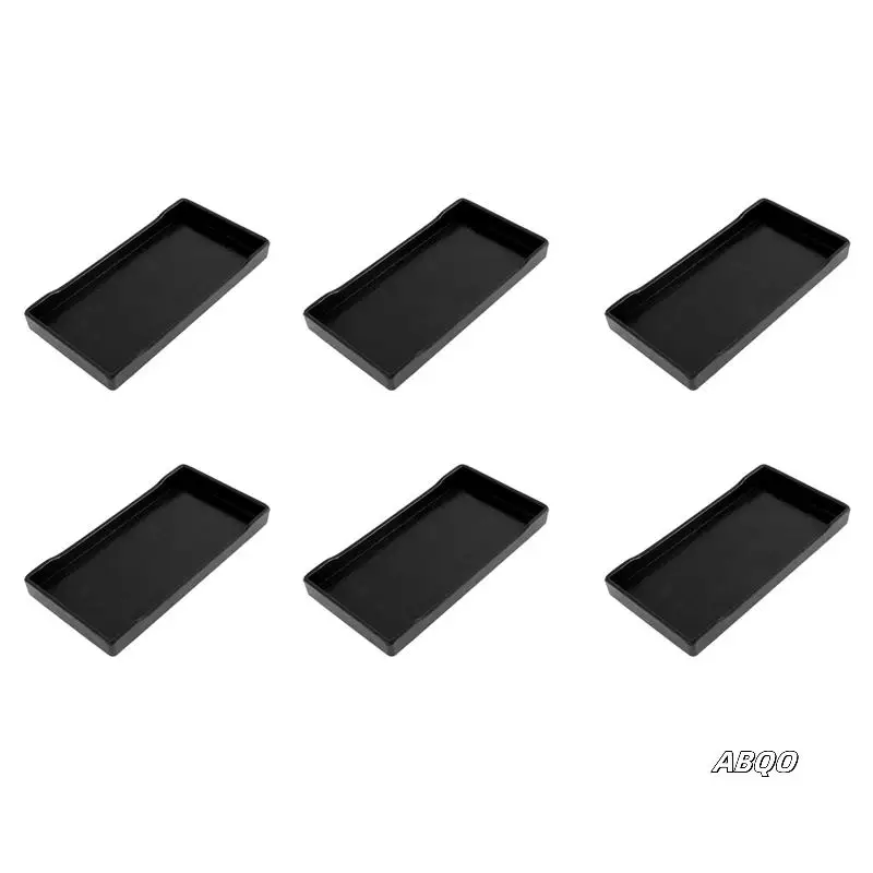 

6X Plastic Rectangular Design Lunch Food Tray Salver Black