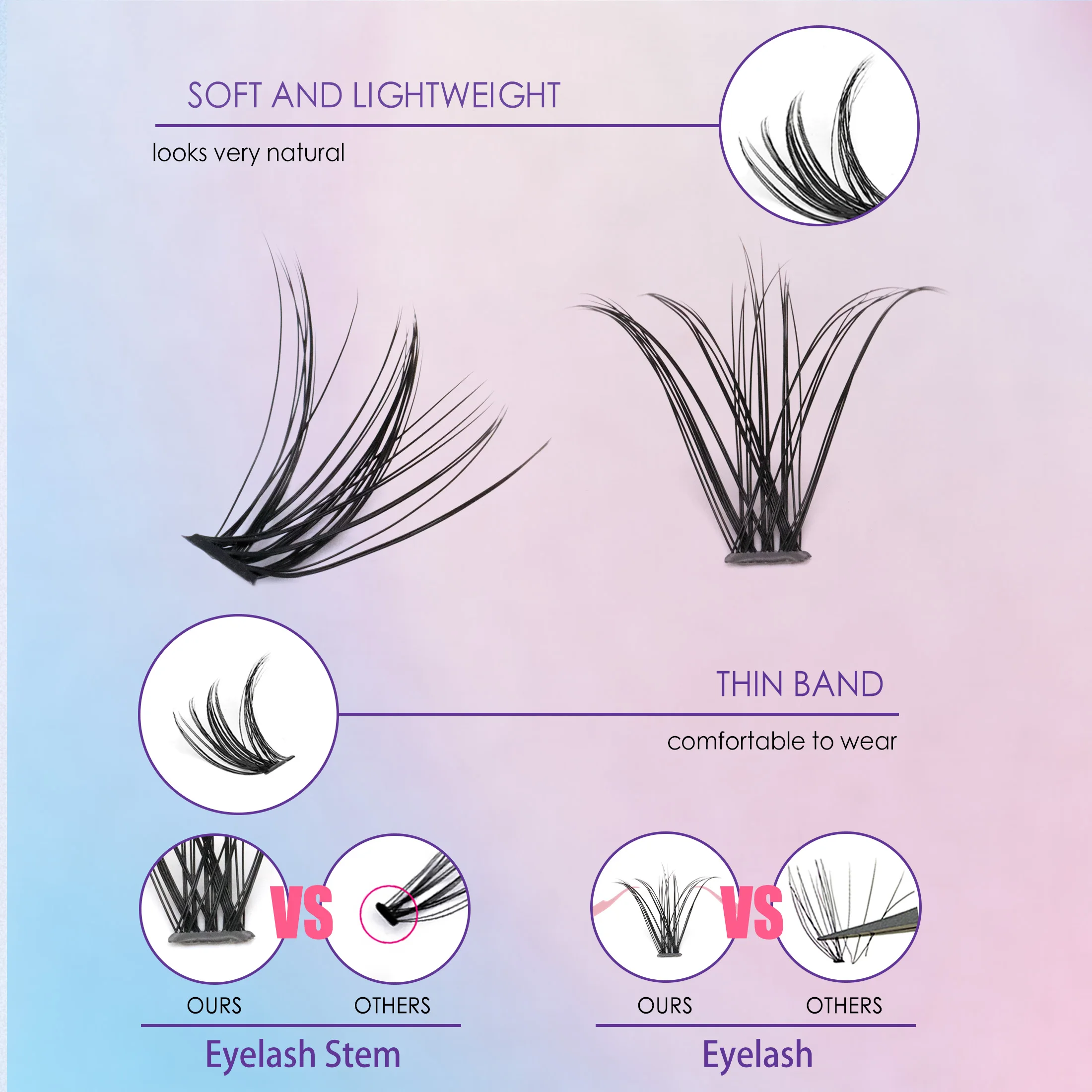 200ps DIY まつげエクステンションキットまつげクラスター、8-16 ミリメートルつけまつげ偽まつげメイクアップツールまつげ接着剤 & まつげ & ピンセット