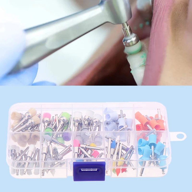 100pcs/box Dental Lab Nylon Buckle Dental Polishing Cup Disposable Dental Care Brush Head Prophy Cup Polishing Cup