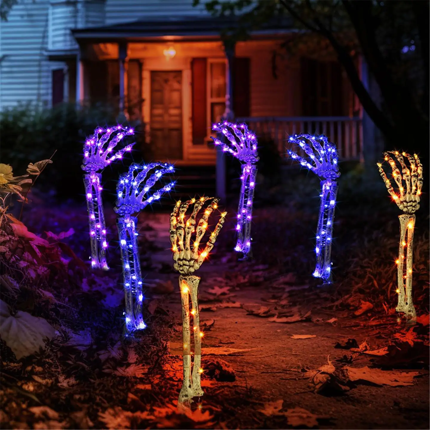 

Halloween Dress Up Ghost Hand Insert Glowing Skull Hand LED Outdoor Lawn Decoration Horror Props with Lights