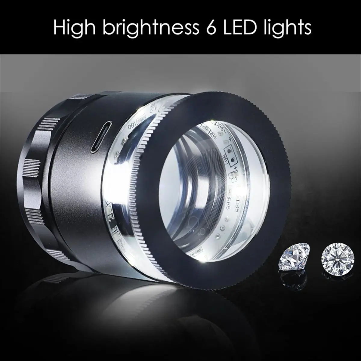 ABQR 10-кратная аккумуляторная лупа с оптической стеклянной линзой со съемной многофункциональной шкалой со светодиодной подсветкой для штампа Coinsand