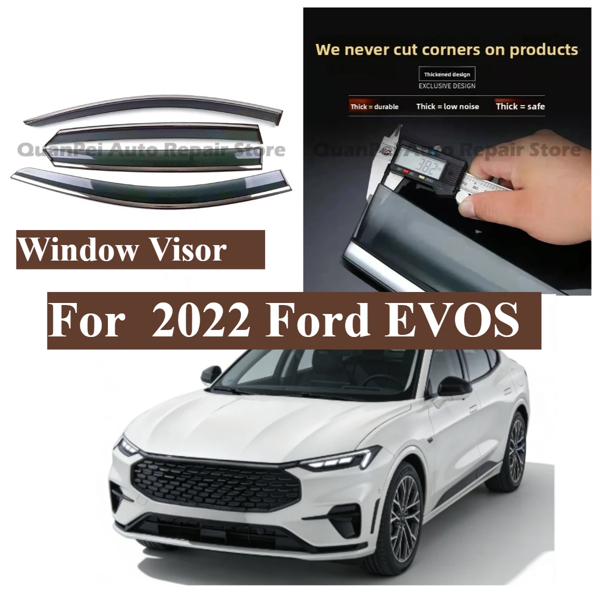 For Ford EVOS 2022 Rain Guards Door Window Visors Rain Deflectors Weather Shields