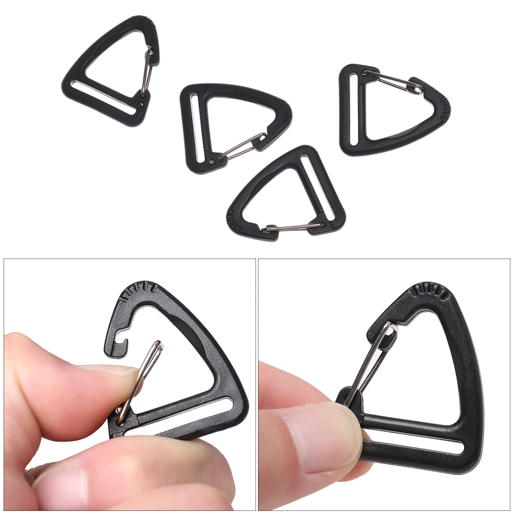 2/5pcs Black Outdoor Tool Backpack Accessories Triangle Carabiner Spring Quickdraws Clip Keychain Belt Buckles Hooks