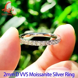 Massiver 2mm 3mm Weißer Runder Moissanit-Diamant Volle Ewigkeitsbandfassung 925 Sterling Silber Schmuck Ehering Valentinstag Geschenk