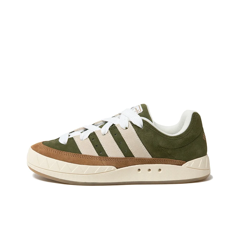 Adidas Originals x HUMAN MADE Adimatic Vintage Slip Resistant Cushioning Low top Skateboard Shoes Unisex Green Brown HP9914