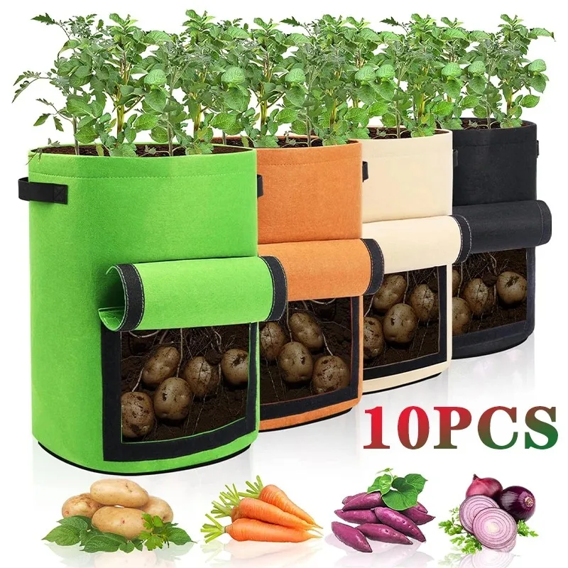 5/10Gallon Plant Grow Bags for Garden Greenhouse Potato Pot Vegetable Growing Bags Moisturizing Gardening Tools
