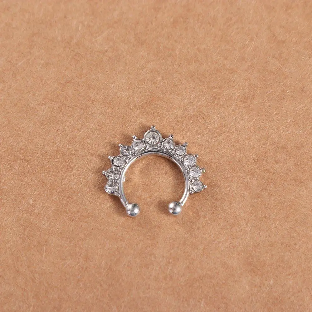 

Cool Unisex Punk Simple Rhinestone Metal Bear Nose Cuff Body Jewelry Fake Nose Ring Nose Stud