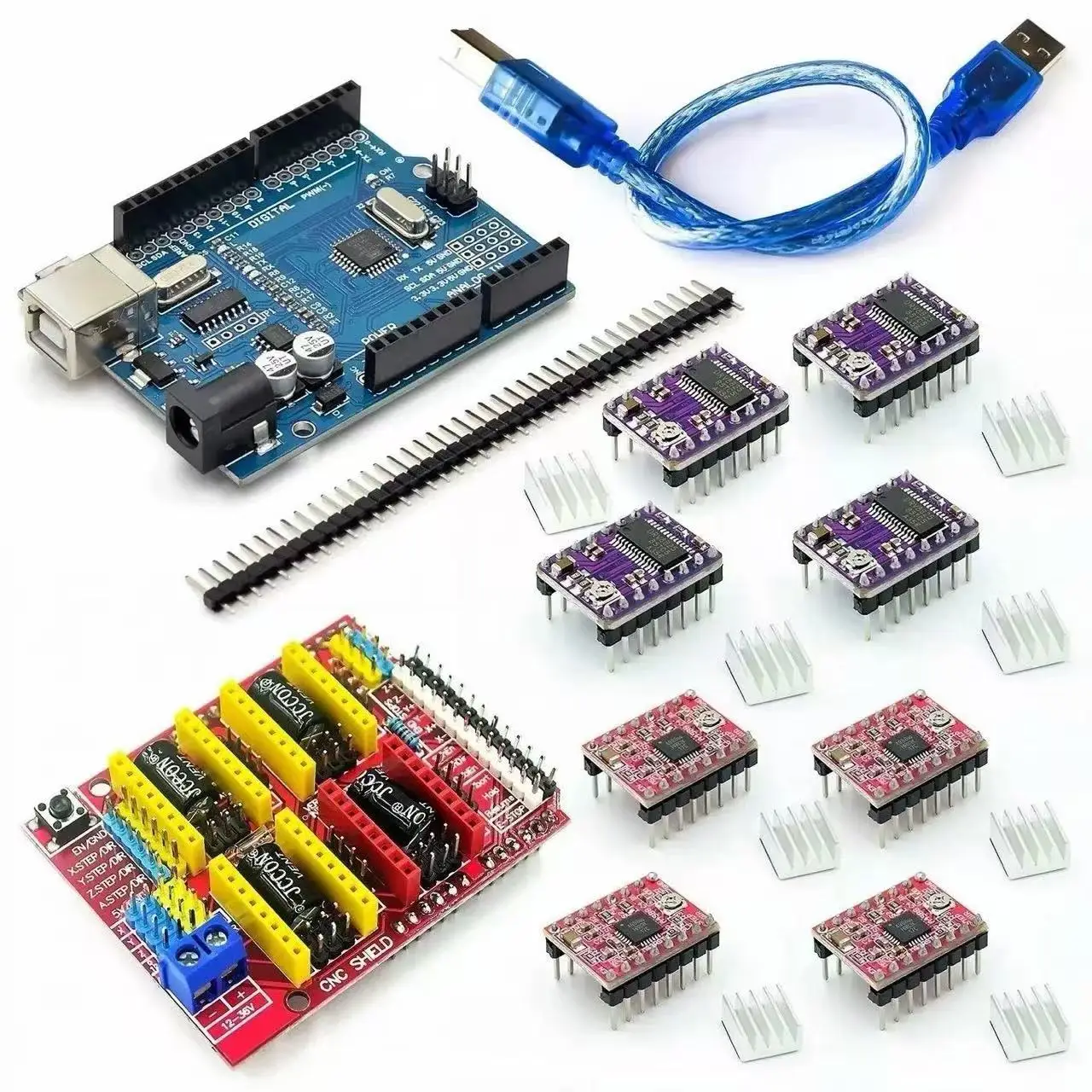 

Complete CNC Shield V3 V4 Engraving Machine Kit, Compatible with Arduino UNO, with A4988 Stepper Drivers & Nano Controller