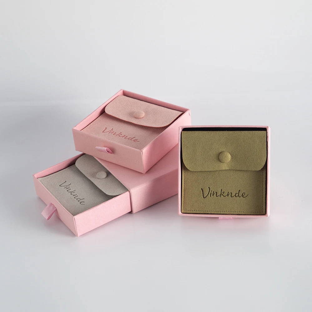 شعار مخصص تغليف المجوهرات صندوق درج من الورق المقوى المطبوع مع كيس مزموم من الألياف الدقيقة لتقوم بها بنفسك صناديق تنظيم انزلاق المجوهرات #3