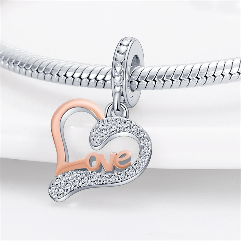 

Charms Original 925 Sterling Silver Traveling Love Heart Pendant Beads Fit Bracelet Diy Fine Gift Women Delicate Jewelry