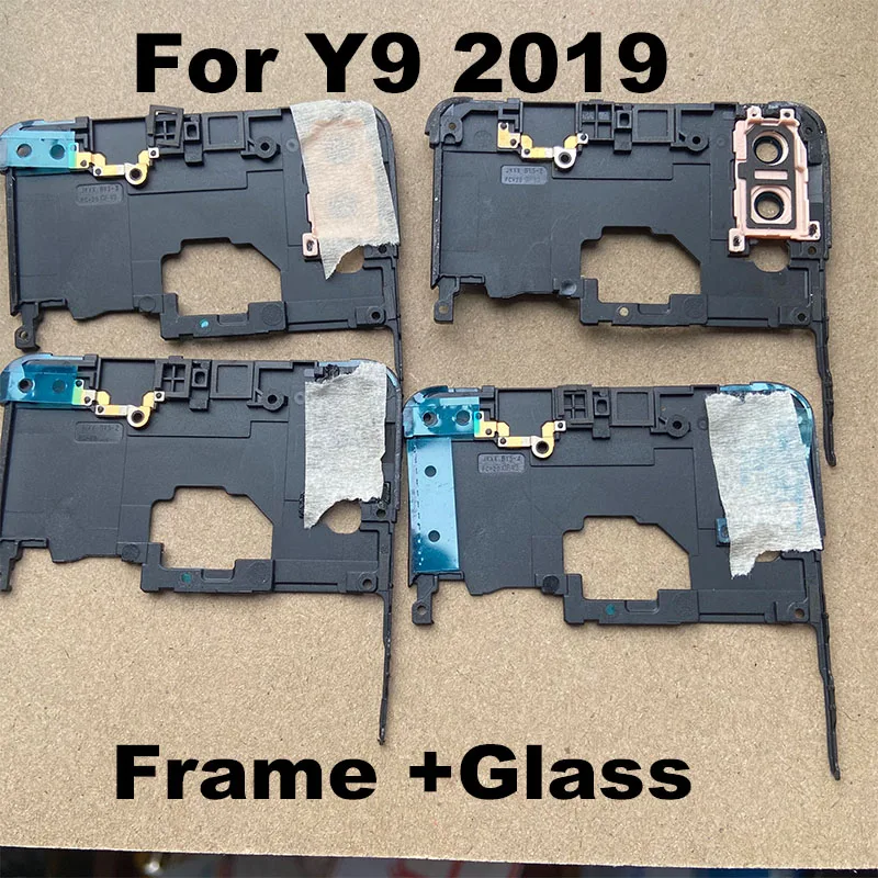 For Huawei Y9 2019 Back Camera Lens Glass With Frame Holder Rear Housing Cover Repair Replacement Parts