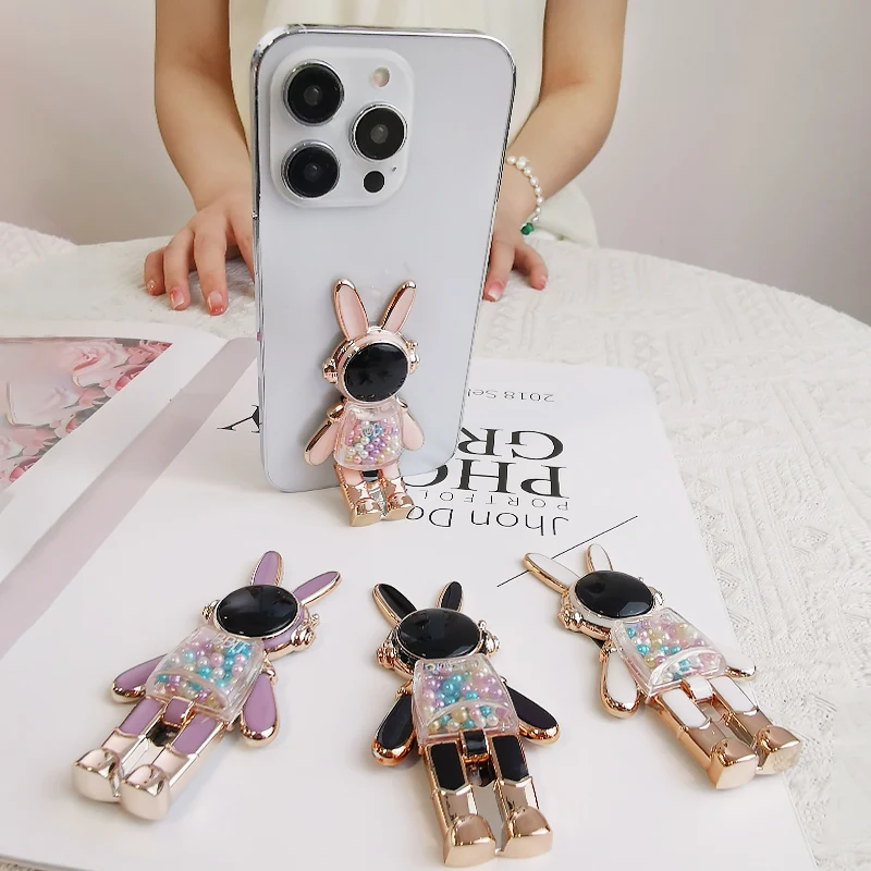 

Mobile Phone Retractable Bracket Cute Space Candy Rabbit Ring Buckle Invisible Push and Pull Support FrameCan Folded Phone Stand