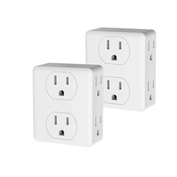 2Pcs Multiple Socket Extender With 6 AC Outlets Power Strip Wall Plug Electrical Sockets Adapter for Home Office Cruise Ship