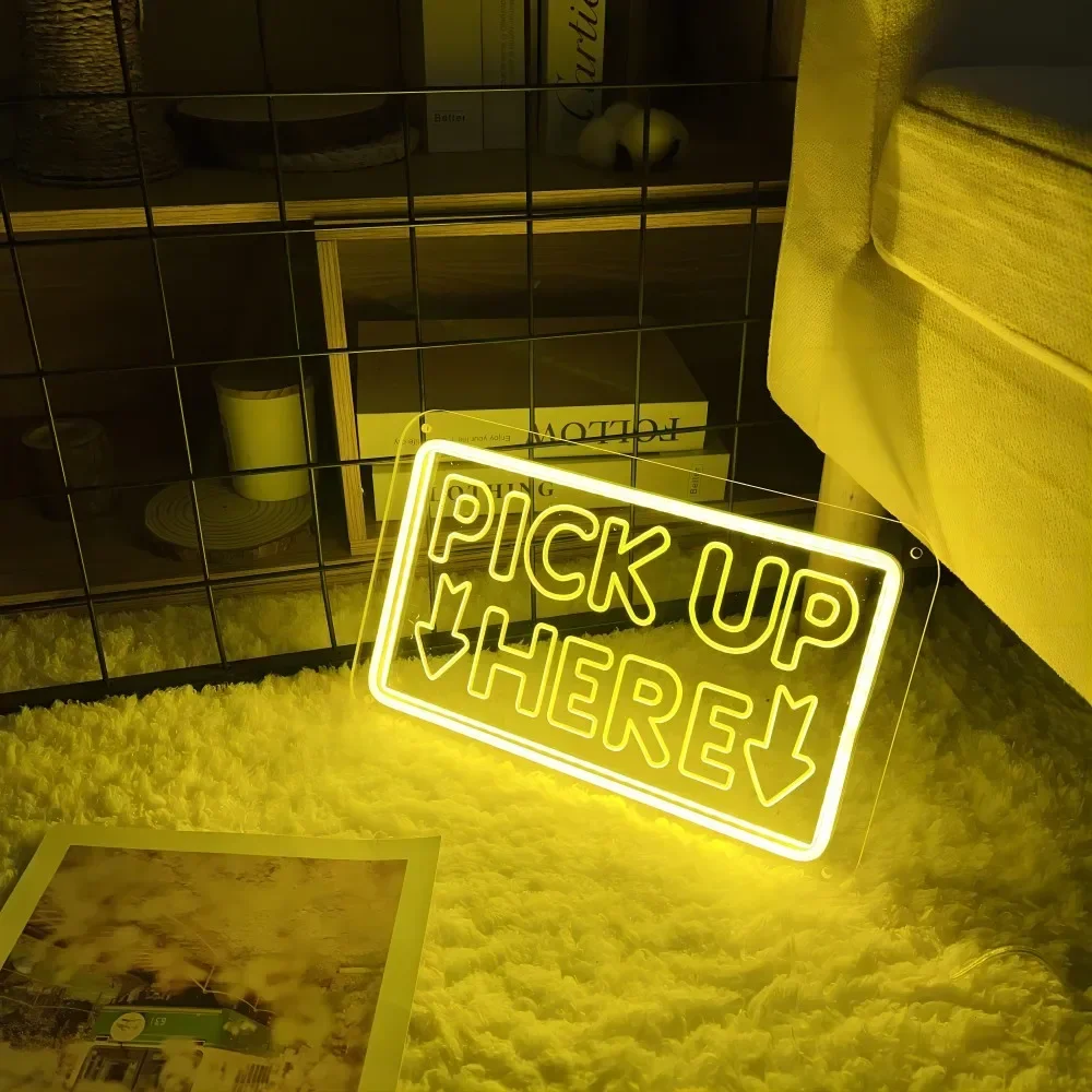 PICK UP Aqui Neon Sign, Luzes LED personalizadas para decoração de quartos Gamer, Decoração de Natal Grinch