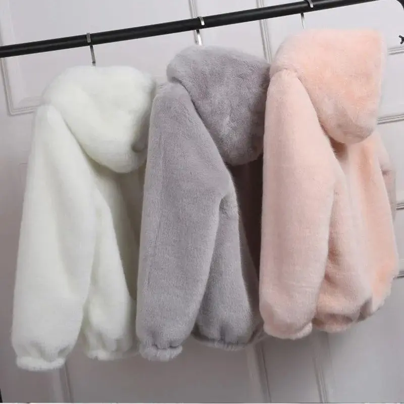 

Large Size Lamb Fleece Hooded Sweatshirt Women's Autumn Winter Loose Thick Warm Long Sleeved Jacket Korean Solid Versatile Top
