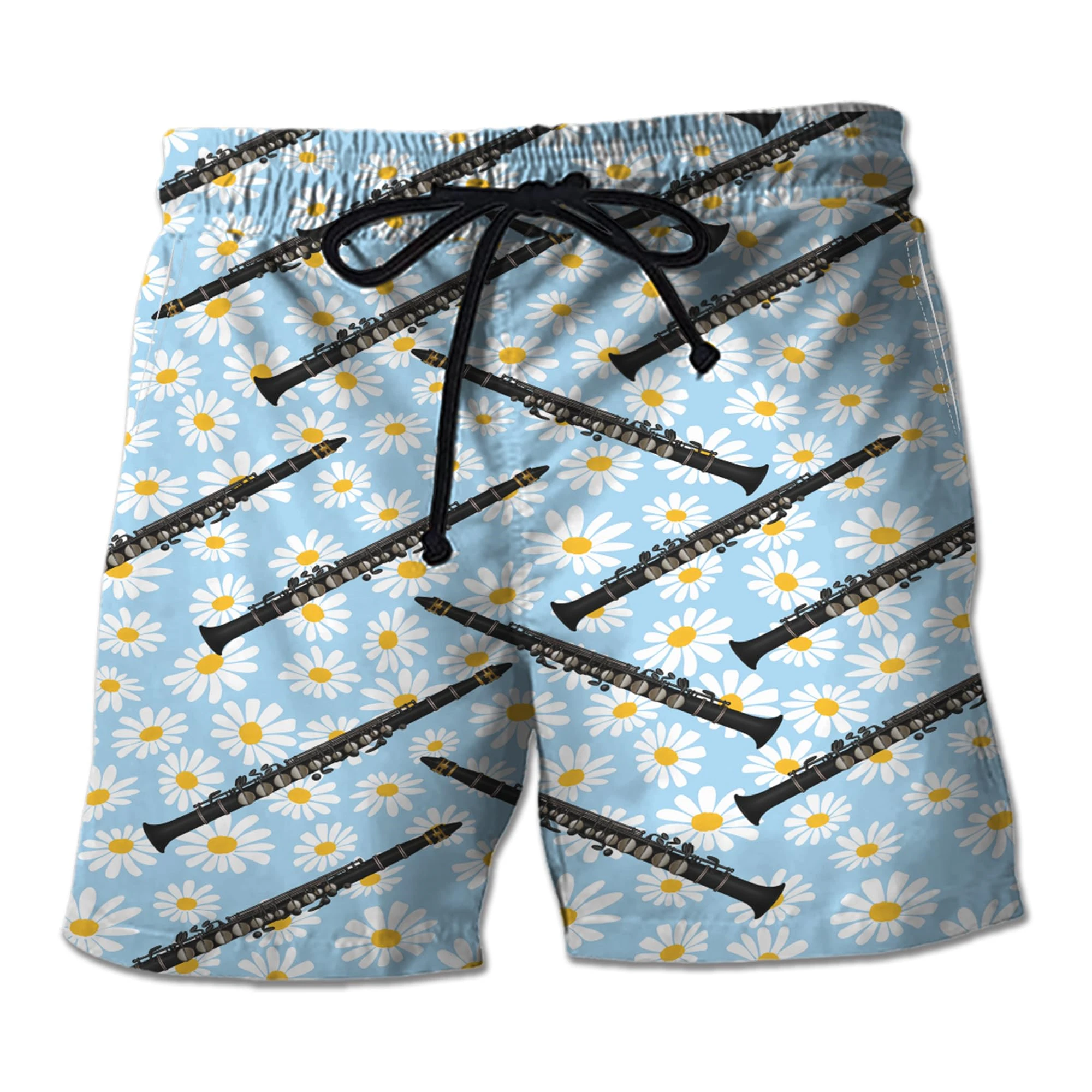 Fashion Music Instrument Graphic Short Pants For Men Clothes Tuba Singer Beach Shorts Casual Hawaii Trunks Musical Note Bermudas