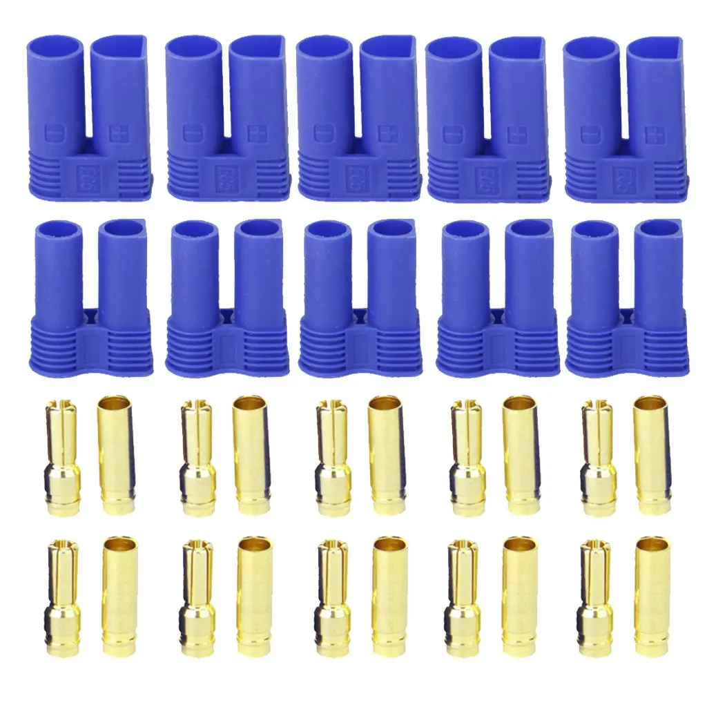 5 Pairs of EC5 Banana Plug Connector Female+Male for RC ESC LIPO Battery/Motor