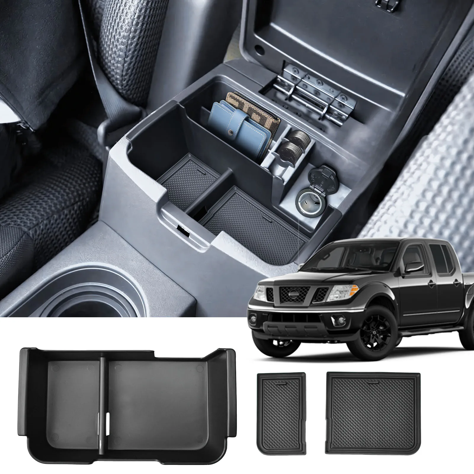 

Sixthsmoy For 2005-2021 Nissan Frontier Center Console Organizer Tray Middle Armrest Storage Box Insert Secondary Accessories