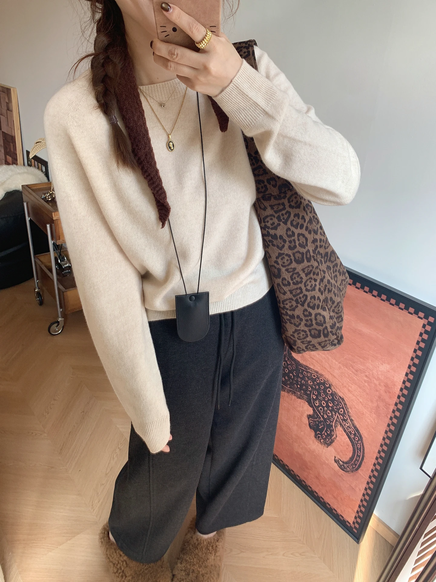 

Женский вязаный свитер с круглым вырезом и длинными рукавами из овечьей шерсти, комфортный, для повседневной носки, осенне-зимний топ